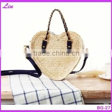 Ladies fashion beige summer natural straw bag