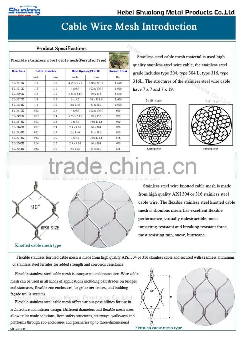 wire rope mesh wire reop netting building fence