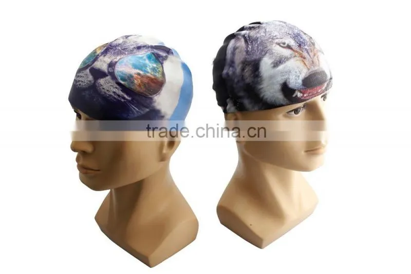 2016 newest design custom printed silicone swim cap for long hair