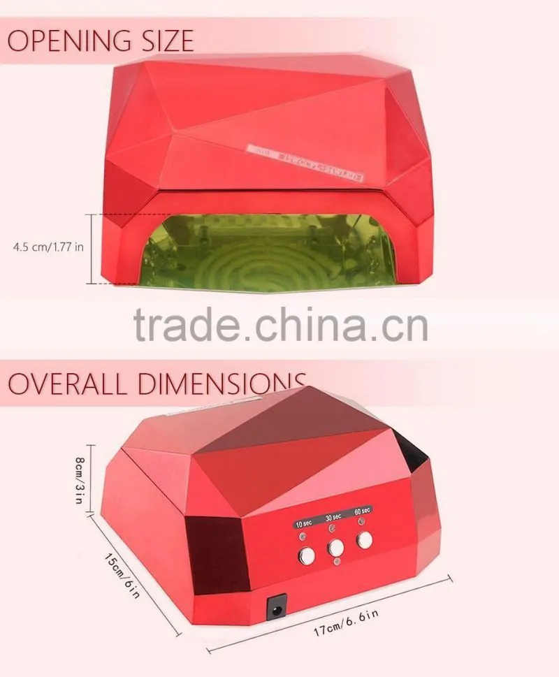 36W UV Lamp LED Ultraviolet Lamp UV Nail Dryer Dryers Nail Lamp Diamond Shaped Curing for UV Gel Nails Polish Nail Art Tools
