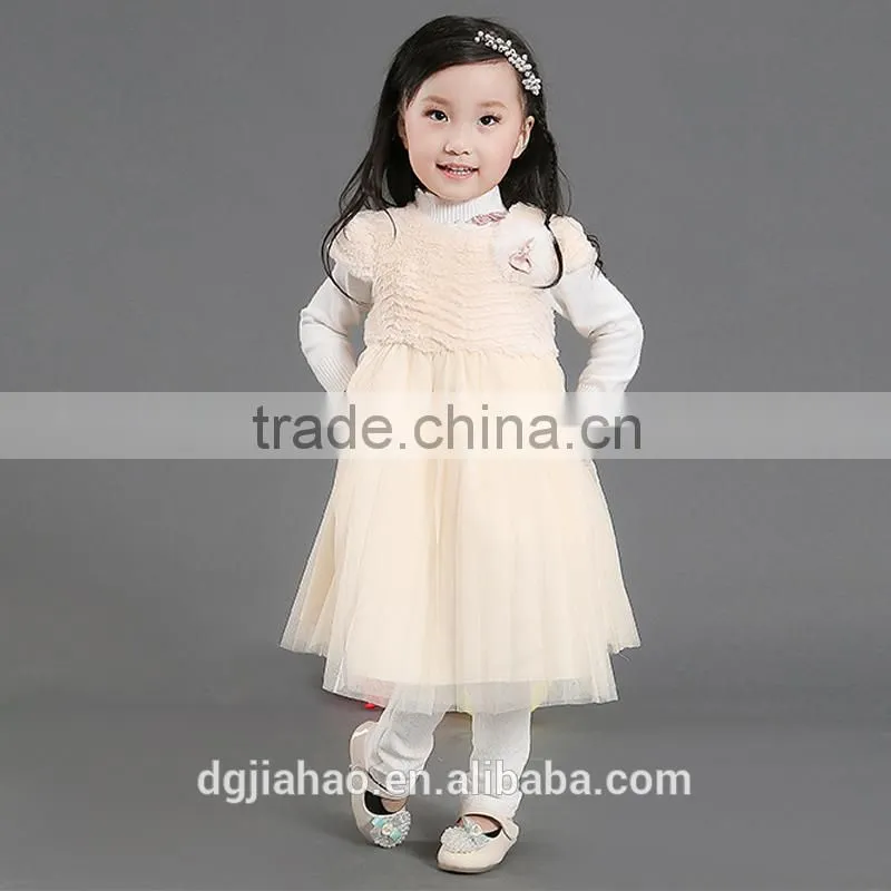 Wholesale best-selling short sleeve fur winter party dress for girls 4-12y