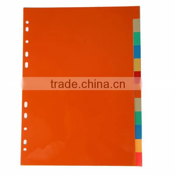 Wholesale A4 10 and 12 Pages PP Index Divider, Office Stationery 11 Hole Loose-leaf File