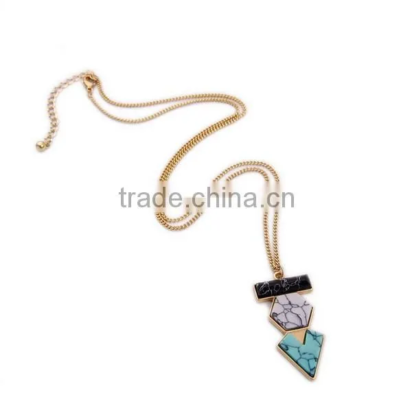 Triangle turquoise stone pendant necklace