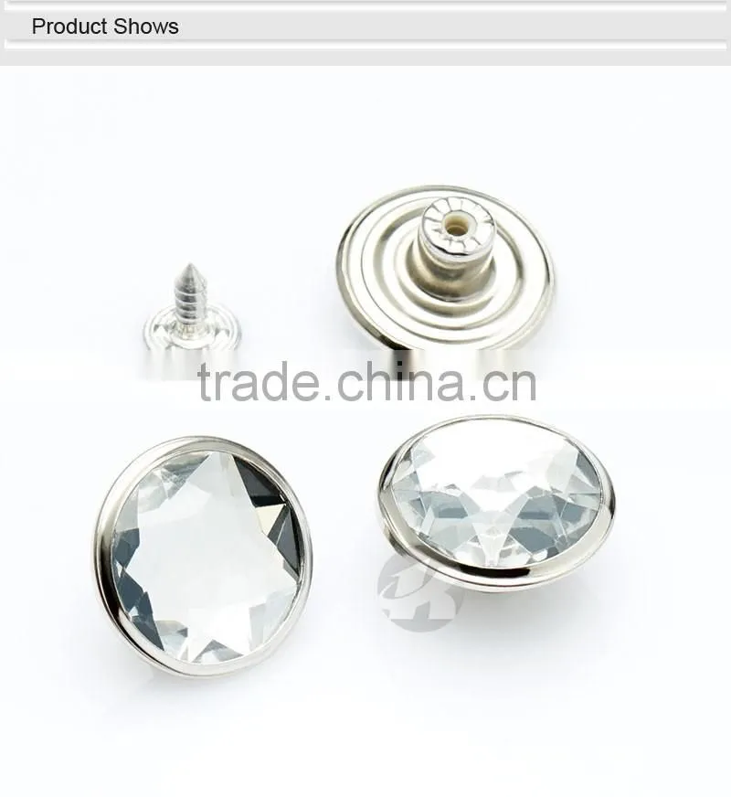 High Grade Fashion Nickel Rhinestone Buttons For Jeans