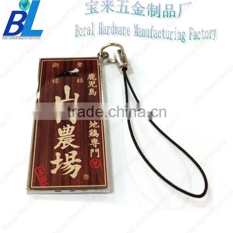 Set-printed sticker domed metal chinese symbol phone pendants