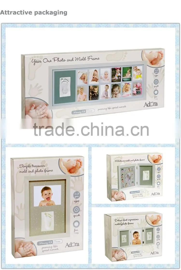 High quality baby hand imprint with wall wood frame moulding sculpture