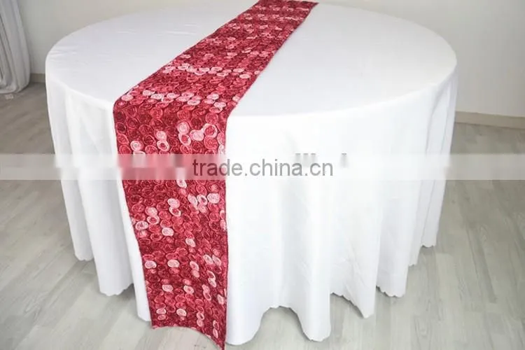 Red small rosette table runner embroidery table runner