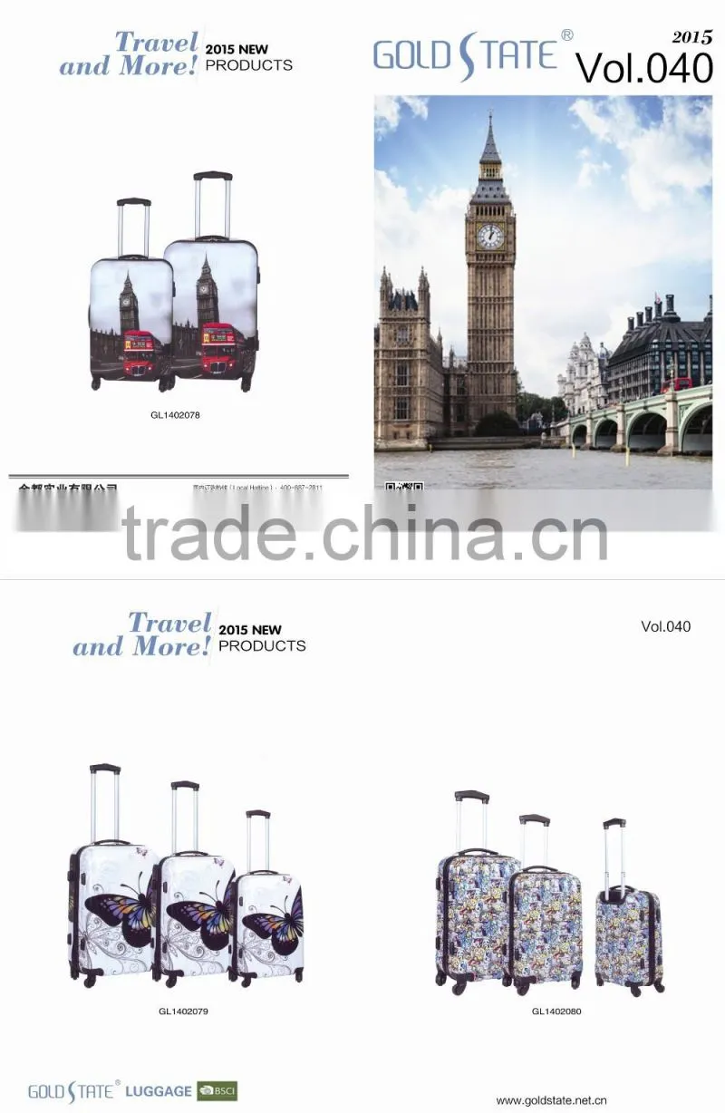 2016 newst ABC/PC 360 spinner wheel carton pattern luggage