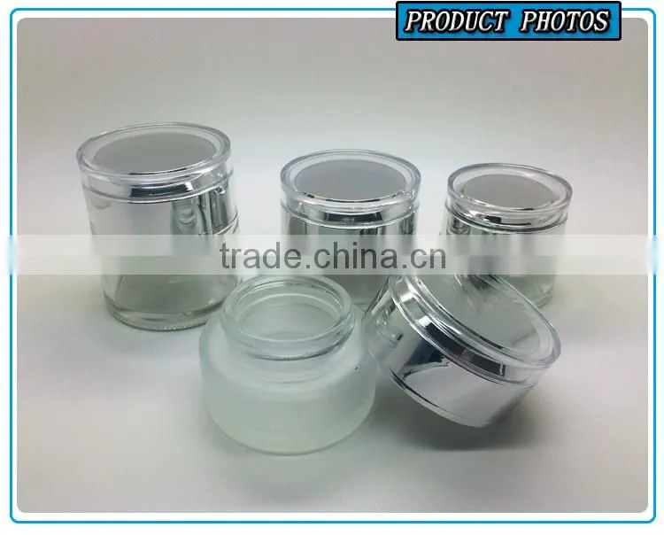 Fosted glass cosmetic bottles and jars