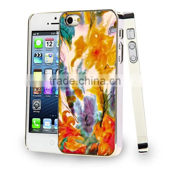 Set Screen Protector And Case For Iphone 5 , Beautiful Aluminium Flower Case