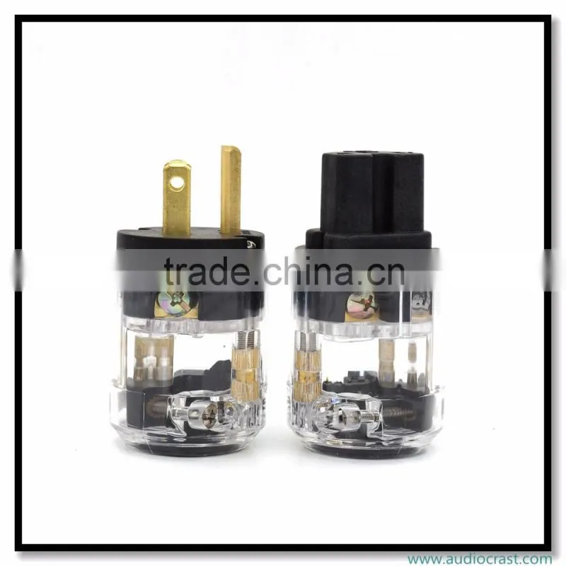 OEM/ODM Gold Plated EU Schuko Mains Power Plug + IEC Connector Audio