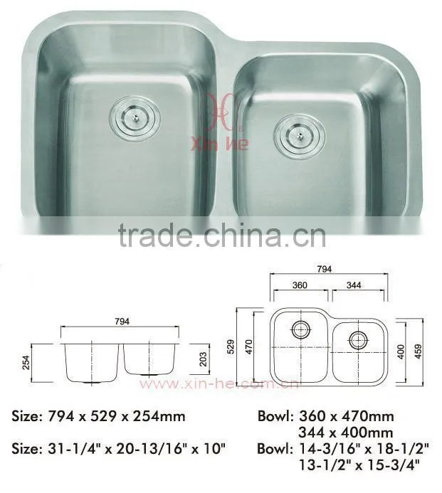 Double undermount Stainless Steel Sink double bowl