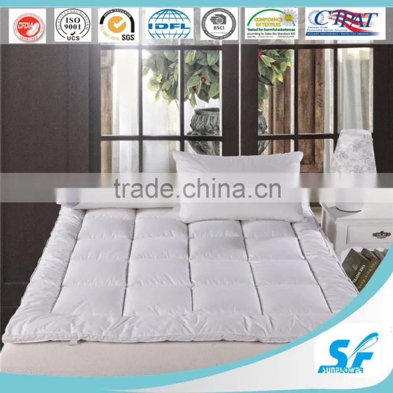 double layers goose duck feather down fill mattress pad bed topper