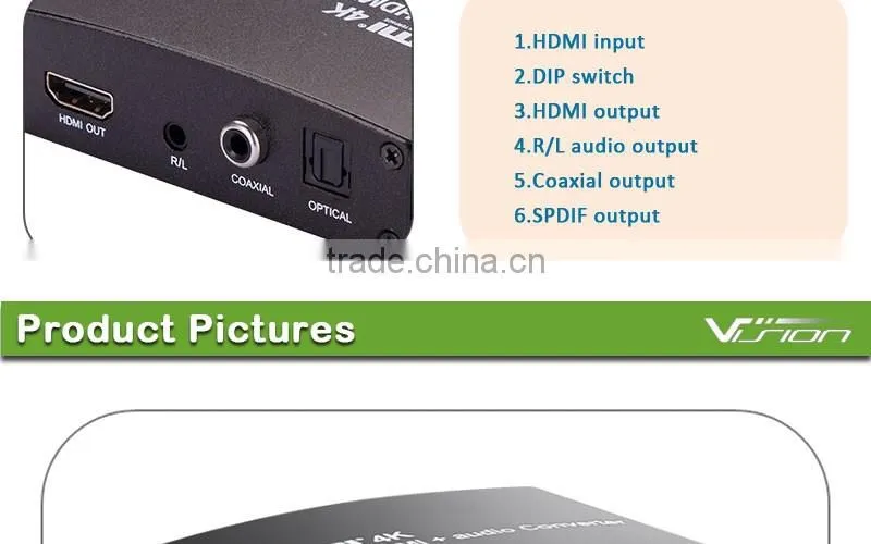 Premium Quality 1080P HDMI To HDMI + Audio (SPDIF + RCA Stereo) Audio Extractor Converter