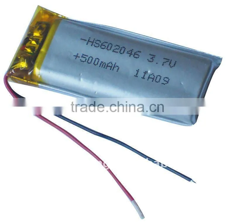 602046 Rechargeable polymer Battery for 500mAh 3.7V
