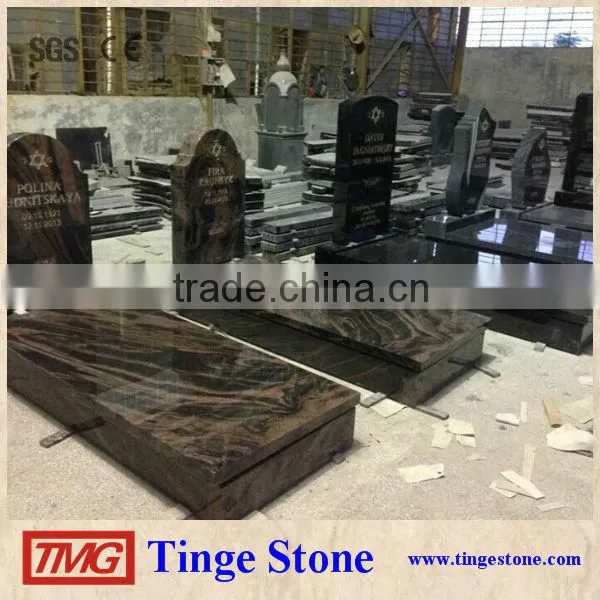 Carved cross shan xi black granite tombstone designs