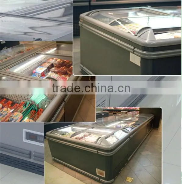 Island Freezer Supermarket Refrigeration Equipment CE commercial freezer curved freezer island freezer
