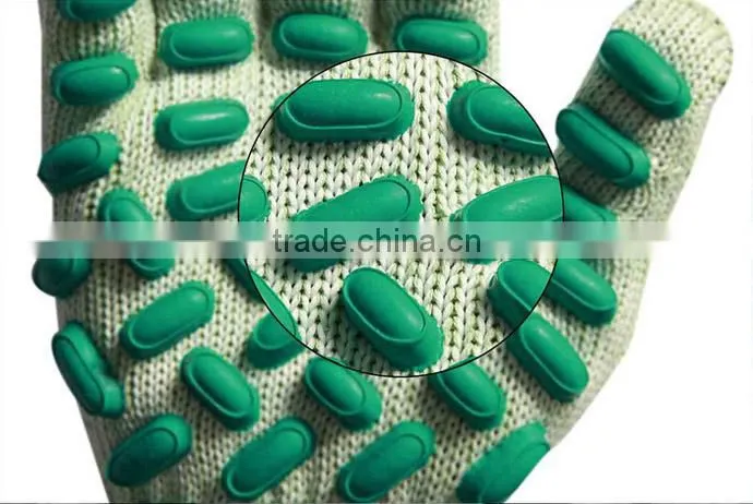Anti-Vibration 7Gauge T/C Shell latex foam dots coated Safety working gloves machine