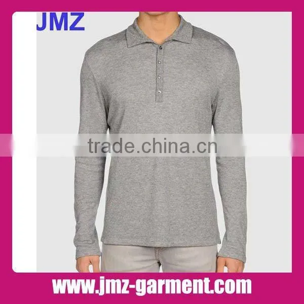 100% cotton black popular long sleeve polo shirt for men