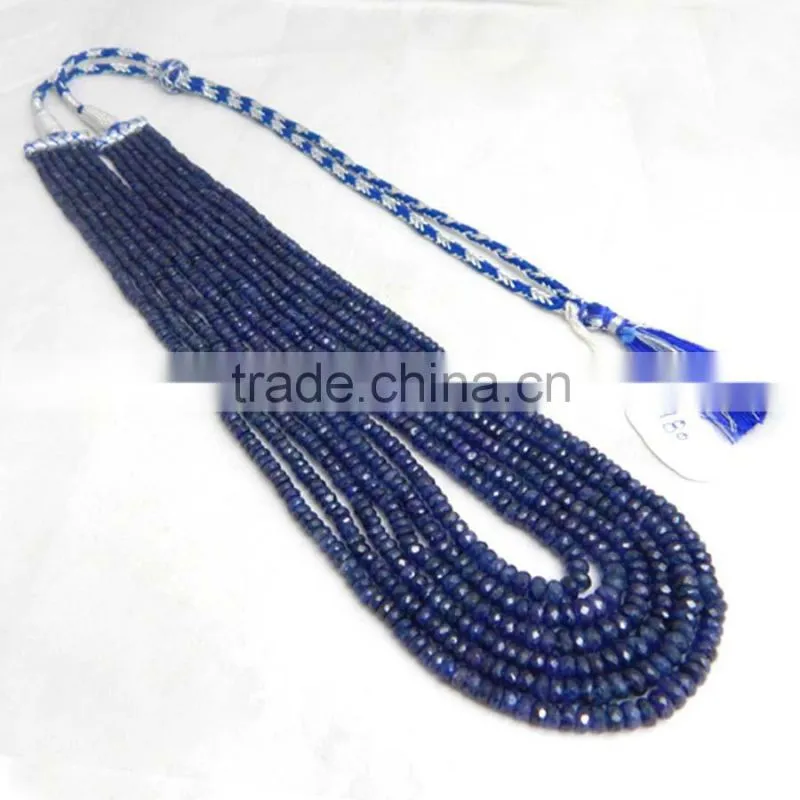 Natural Royal Blue Sapphire Roundel Faceted Beads
