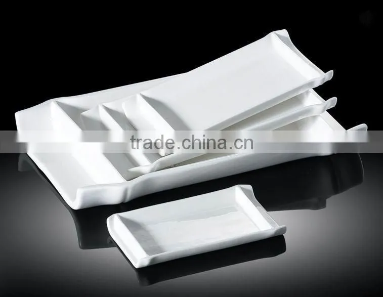 H2262 rectangular white corundum porcelain bamboo shaped plate