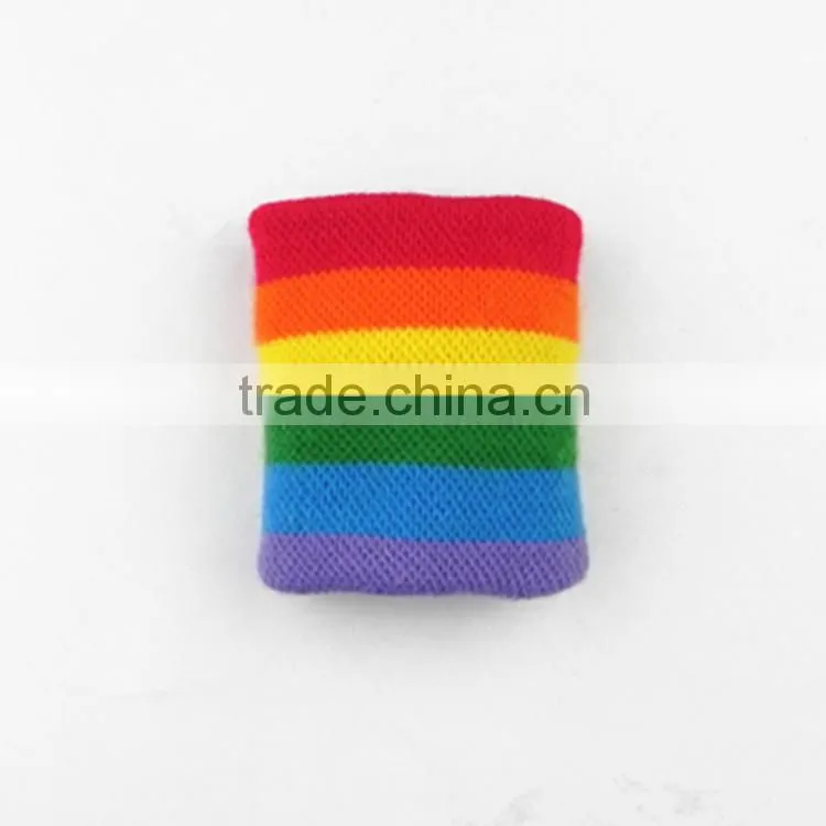 Customized cotton rainbow color wristbands