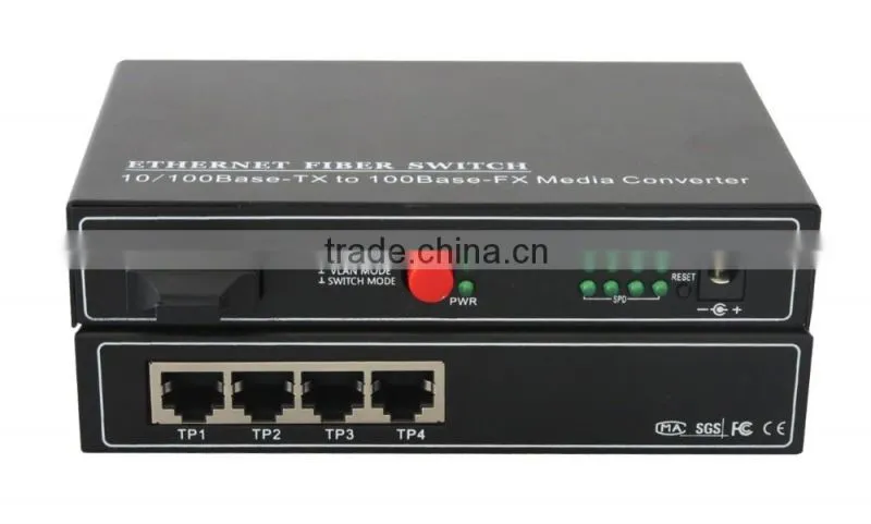 High quality Ethernet fiber optical transceiver 100m 1SFP port 4 RJ45 port fiber optic media converter