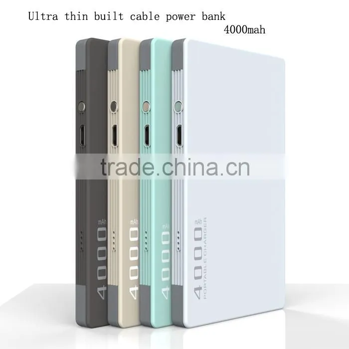 High quality 4000/4400/5200mAh external power bank battery charger aluminum alloy case power bank cell phone charger