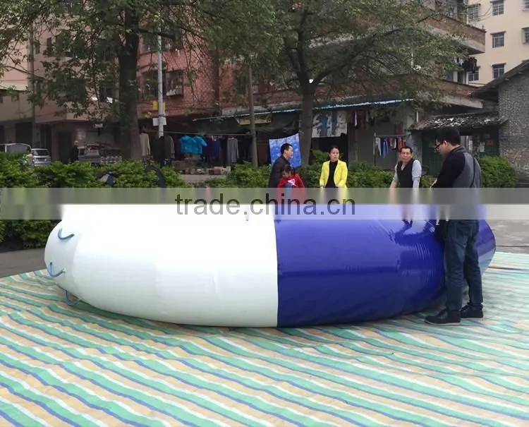 Green & white inflatable water trampoline, inflatable float water game for sale