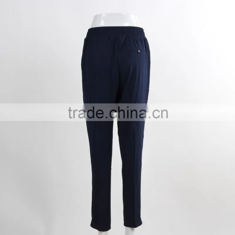 F5S30043 Casual Dark Blue Women Slacks