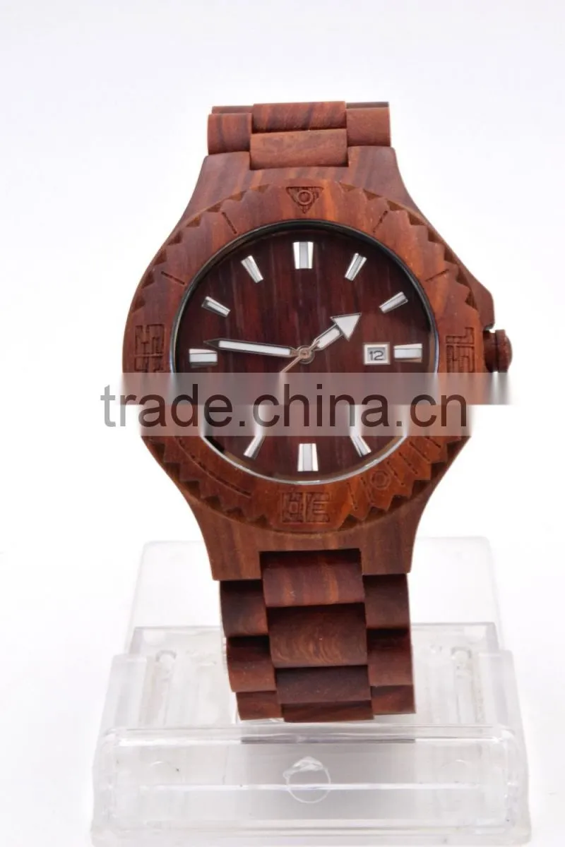 2016 Hot selling fashion round quartz wood watch