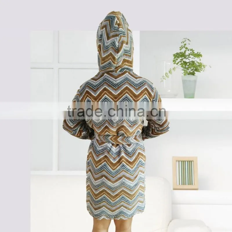 Kevince women flannel pyjama robe wave AOP printed knitting MOQ 1000pcs OEM factory directly