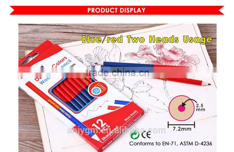 Good Quality Two Heads Wooden Color Pencil/round pencil