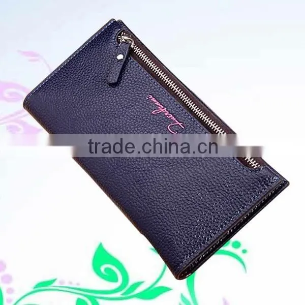 Fancy credit card holder with single zipper design hand purse for ladies