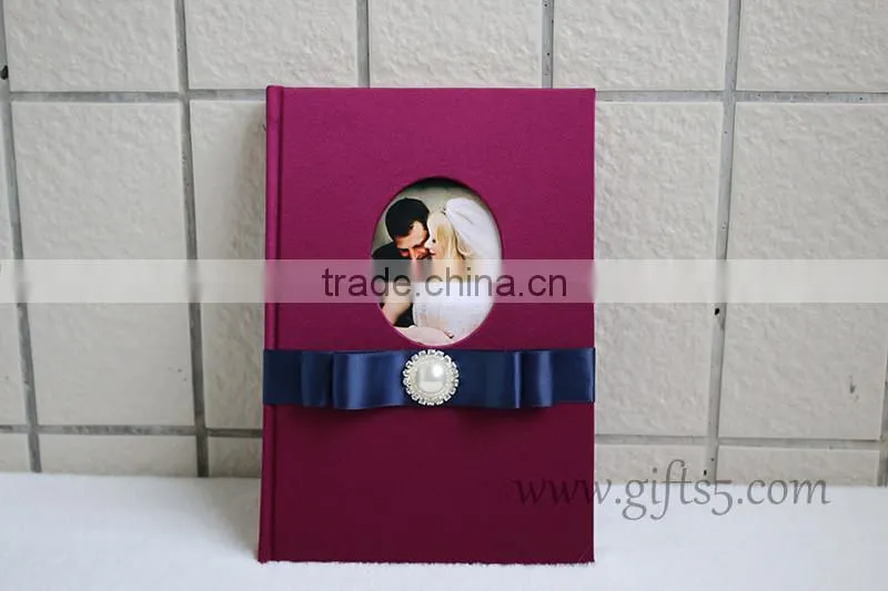 Excellent Silk Covor Wedding Guest Book with photo frame