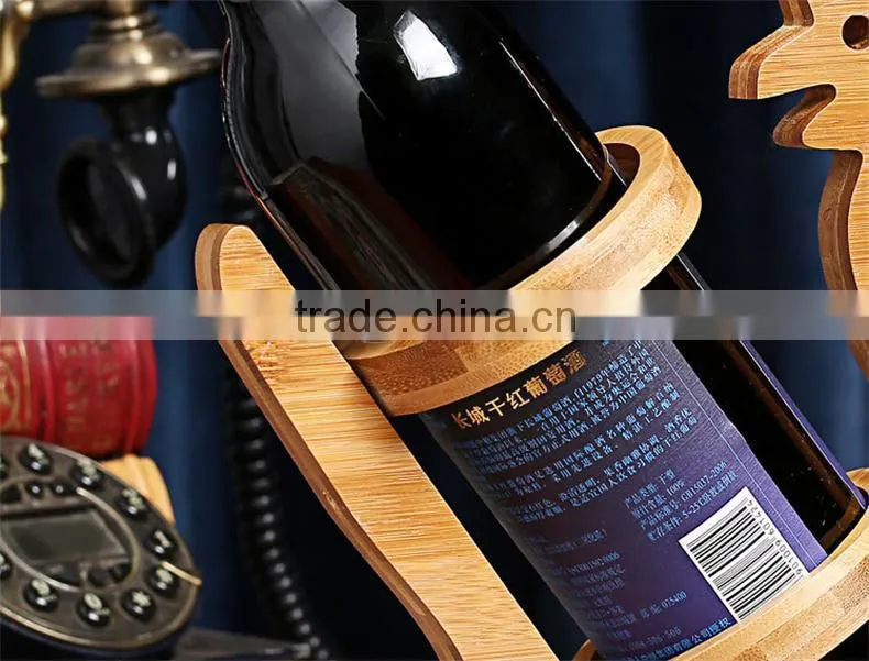 WR003/100% bamboo Material Hot Sale Rooster Shaped Folding Bamboo Wine Rack