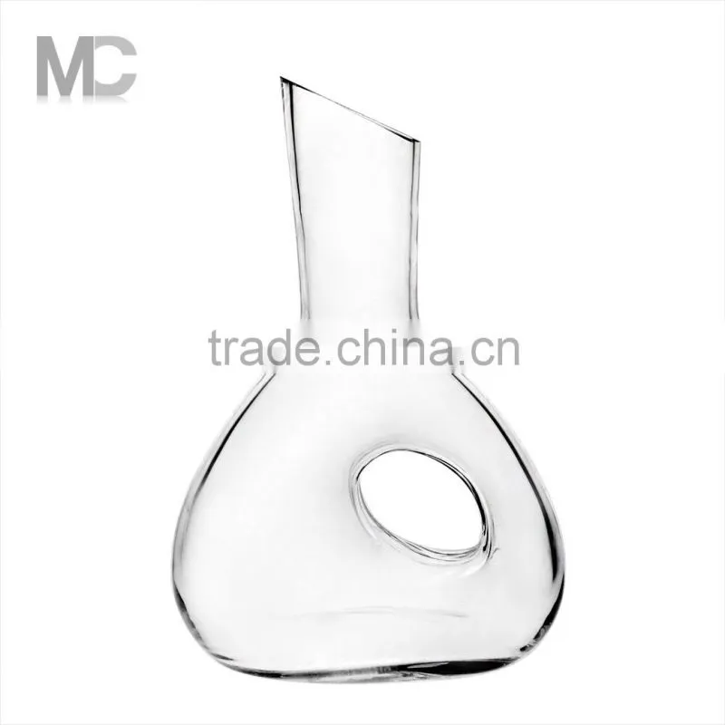Hand blown antique clear glass wine decanters with handle