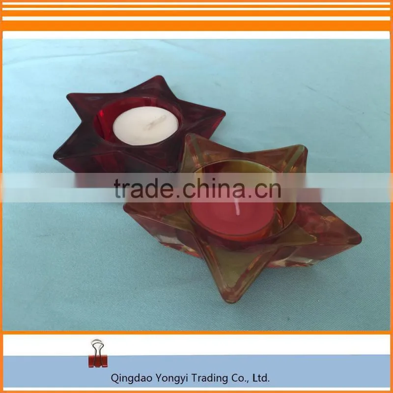 Star Shaped Glass Material With Tealight Candle/Paraffin Wax Candle For Home Decoration