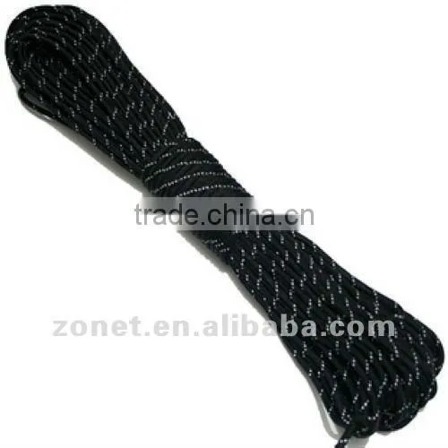 Black Reflective Survival Cord 100FT (31M) Camping Cord Auxiliary Accessory Cord PRC-2004