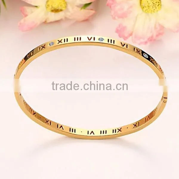 Stainless Steel Jewelry Rhinestone Roman Numerals Bracelet