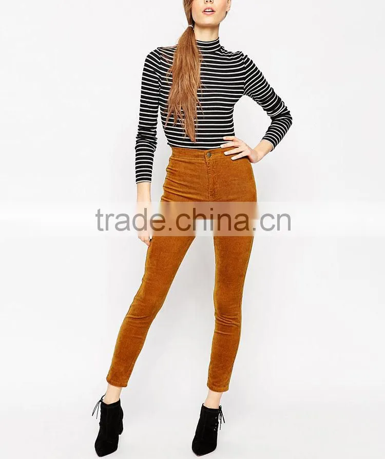 Top quality pants high waist spandex strech woman slim long black jeans