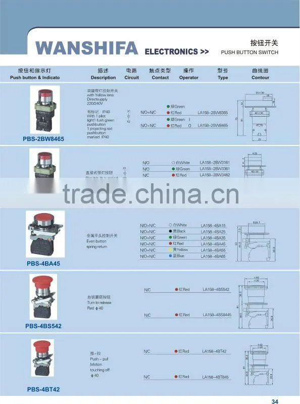 PBS-2BA4322 type of pushbutton switch