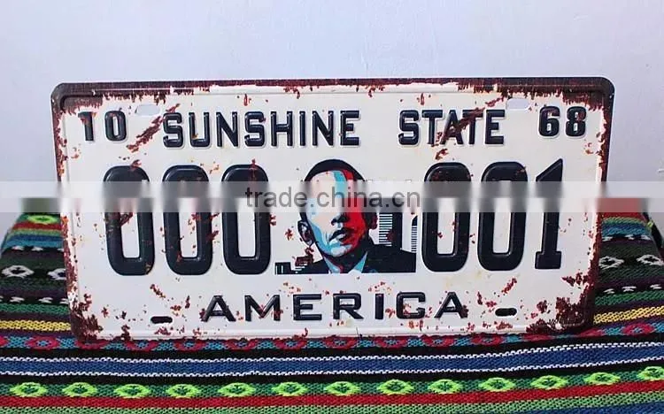 distress retro car license plate