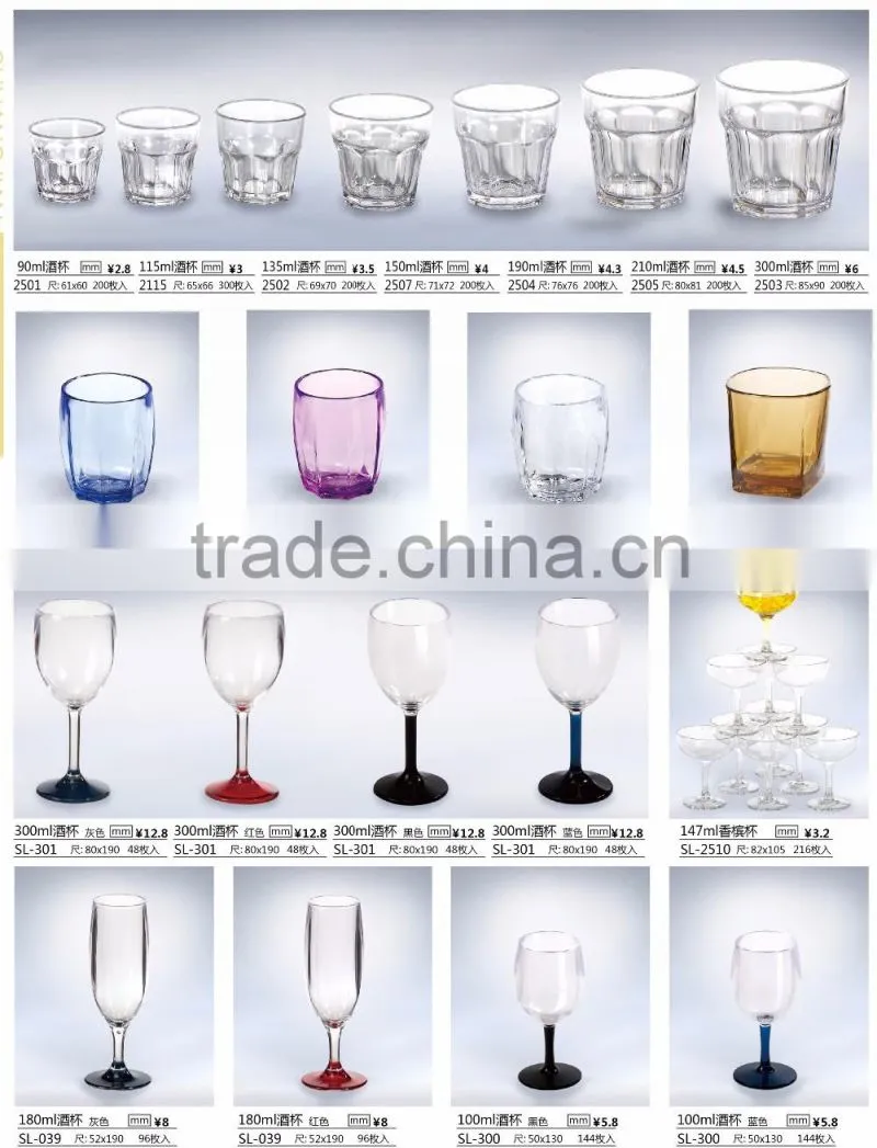Dedicated bar whisky glass with different volumes