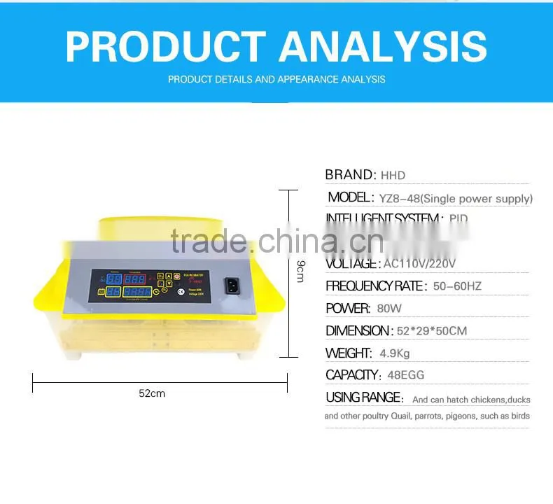 YZ-56 HHD Most popular clean chicken egg incubator hatching machine for sale