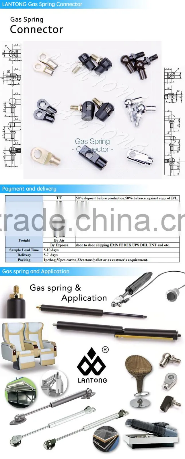 Cheapest! Durable! All Kinds Of Gas Springs LANTONG Gas Spring Gas Lift For Furniture