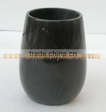 NATURAL JET BLACK MARBLE FLOWER VASES