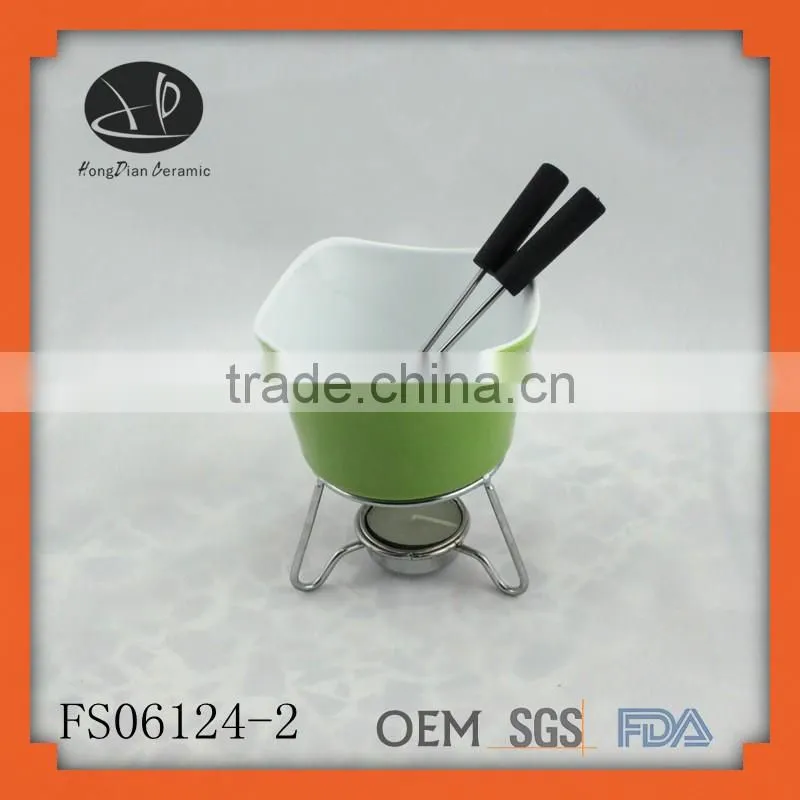 Hot sale mini fondue set,chocolate fondue bowl, chocolate pot + stand