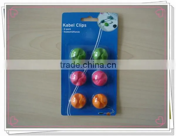 Multi-purpose cable clips bright colors pack of 6