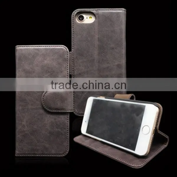 Custom Real Leather Stand Flip Phone Shell, Wallet Flip Leather Phone Case For iPhone7